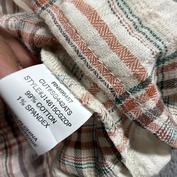 Eyeshadow NEW XL Plaid Mini Dress Puff Sleeve Lace Up Front Cotton CottageCore - Picture 3 of 7